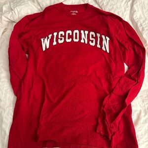 Jansport Red Long Sleeve Wisconsin Tee